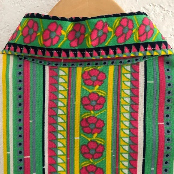 Vintage 70s Psychedelic Floral Dagger Collar Nylon Disco Shirt Blouse Top Medium - Picture 8 of 15
